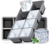 Cubiteras para Hielo Grande con Tapa, 2 Piezas Cubitera Hielo Silicona Certificado LFGB y Libre de BPA, Molde para Cubitos Hielo Ice Cube Tray para Cerveza Cócteles Whisky (Negro)