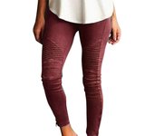 Women's Stretch Pants Casual Striped Decoration Slim Leg Dressy Trousers Trendy Skinny Straight Leg Pants with Pockets