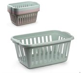 Cesta para la Colada Rectangular de Plástico 60 x 40 x 26 cm - Cesto de Lavandería, Canasta para la Colada con Asas - color se envía aleatorio
