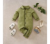 Comfortable And Soft Cotton Newborn Baby Rompers Full Sleeve Infant Boy Girl Solid Color Jumpsuit Basic Clothing Pajamas Outfits