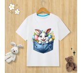 Children’s Pure Cotton T-shirt Happy Easter Bunny Egg Print T-shirt  O-neck Short Sleeve Kids Clothes Boys Clothes Girls Clothes