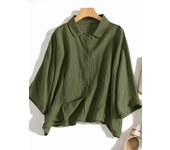 ZANZEA Summer Fashion Lapel Neck Shirt Female Casual Loose Blusas Women Elegant 3/4 Sleeve Blouse Work Buttons Down Tops Tunic