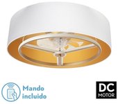 Fabrilamp - Ventilador Dc Anuska 60w Blanco/oro-oro 70d 8 Aspas 6 Veloc. 5100lm 3 Colores Remoto,memoria,Reg.Intensidad,temporizador