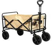 Carrito Plegable con 4 Ruedas, Carrito Multiusos Ideal Playa, Compra, Jardín o Camping, Carro Playa Transporte Mango Ajustable, Carreta Multiuso con Bolsa de Cubierta 5in / 8in, Transporte Todoterreno de Herramientas