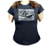 MERCHANDMANIA CAMISETA NEGRA MUJER deporte playa moto acuatica agua carrera oferta tshirt