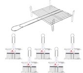 CM - Parrilla Barbacoa con Patas, Hechas con Metal Resistente y Duradero. Mayor resistencia a la Corrosión. Parrilla de Carne con Mango y Parrilla de Verduras. Ideal para asar Carne, Verduras y Pescados. Pack para Hostelería, Bar, Asadores, Restaurantes
