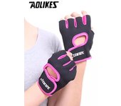 AOLIKES 1 Pair Breathable Workout Gloves Weight Lifting Fingerless Gym Fitness Exercise Gloves for Powerlifting Training Cycling