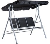 Outsunny Columpio Balancín Jardín de 3 Plazas con Toldo Ajustable Respaldo Transpirable y Marco de Metal para Terraza Balcón Exterior Carga 240 kg 171x108x154 cm