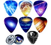 Guitar Picks-Medium, 6 Pack Art Cool Guitar Pick In Metal Box W/Black Pick Holder, Unique Gift For Bass, Electric