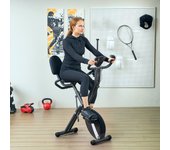 SPORTNOW Bicicleta Estática Plegable con Resistencia Magnética de 8 Niveles Bici Estática Plegable con Respaldo Volante Pantalla LCD Banda de Resistencia Carga 110 kg Verde