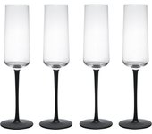 Mikasa Palermo Juego de 4 Copas de Champán Cristal, 250ml, Juego de Copas de Champán con Pie Negro, Cristal 100% Sin Plomo - Caja de Regalo y Apto para Lavavajillas