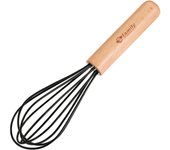 DESEOS Batidora mano - Batidor de Mano de Silicona con Mango de Madera - Disponible en 20cm, 26cm y 30cm - Ideal para Mezclar, Batir y Emulsionar