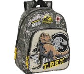 SAFTA - MOCHILA INFANTIL ADAPT.CARRO JURASSIC WORLD "WARNING" - Mochila con Asas Ajustables y Espalda Ergonomica - Mochila con Compartimientos con Cremallera - Mochila Diseño Único y Licencia Oficial By JURASSIC WORLD "WARNING"