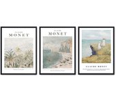 Set de 3 cuadros calidad premium con marco de madera - 30x40 cm o 50x70 cm - POSTER LAB