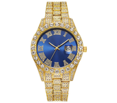 Hip Hop Watch for Men Iced Out Bling Full Diamond Luxury Quartz Watch Analog Roman Calendar Watch for Men Women