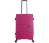 SAXOLINE Maleta mediana, colección Fiesta, color fucsia, material polipropileno, 4 ruedas, tamaño 65,5x42x26 cm, 72 litros, 3.4 kg
