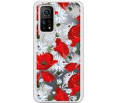 Funda compatible con Xiaomi Mi 10T/Mi 10T Pro - Patron flores blancas y rojas