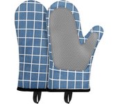 Guantes Horno, Manoplas de Horno Guantes de Silicona y Algodón Resistencia al Calor un par, Diseño Antideslizante de Silicona, para Hornear Cocinar Barbacoa Microondas, Parrilla (Gray)