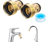 2 conectores universos para Grifo mezclador - Adaptador de Manguera-Conector de Manguera de Jardín (Rosca exterior, Dorado)
