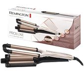Remington Proluxe Ondulador de Pelo 4 en 1 - Tecnología Optiheat - 4 Tipos de Ondas - Peinados Duraderos - Cerámica - 5 Temperaturas - Ajuste Pro+ - Punta Fría - Calentamiento 30s - CI91AW