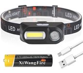 Portable Mini XPE+COB Headlamp Use 18650 Battery USB Rechargeable Headlight Outdoor Camping Fishing LED Head Flashlight