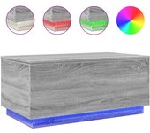vidaXL Mesa de centro con luces LED 90x50x40 cm Blanco, Negro, Roble Sonoma Mesita de Salón o Comedor o Auxiliar Mesa de Café Meuble Salón