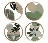 4PC Bohemian Wooden Wall Art Decor, Hollow Rustic Farmhouse Hanging Sculptures for Living Room, Bedroom, Outdoor Patio