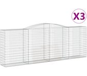 vidaXL Cestas de gaviones 3 uds forma de arco hierro Dimensiones 400 x 30 x 100/120 cm,  400 x 30 x 140/160 cm,  400 x 30 x 180/200 cm y mas