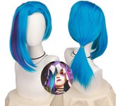 SuQ Game Vi Jinx Cosplay Wig Arcane Season 2 Vi Black Hair Jinx Blue Hair Women Men Halloween LOL Role Play Wigs
