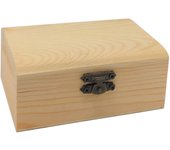Caja de madera rectangular, tapa con esquinas redondeadas, cierre metálico, cajita, cofre decorativo, almacenaje objetos, joyas, 11,4 x 7,5 x 5,2 cm