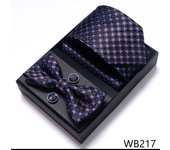 Solid Color Holiday Gift Tie Handkerchief Pocket Squares Cufflink Set Necktie Box Dark Blue Man Fit Formal Party Easter Day