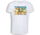 MERCHANDMANIA CAMISETA TACTO ALGODÓN juego padel raquetas amigos deporte playa cotton touch tshirt