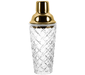 Glass Cocktail Shaker Martini Mocktail Making Set with Leakproof Metallic Steel Lid Woven Pattern Glass Cup Home Use Bar Gadget