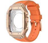 Luxury Metal Case For Apple Watch 9 8 7 45mm Modification Kit For IWatch Series 6 5 4 se 44mm TPU Strap Replacement Accessories