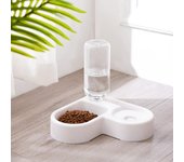 Pets Water Food Bowl Set for Corner Double Dog Cat Bowls for Food Water Corner Double Bowl with Automatic Water Bottle for Small
