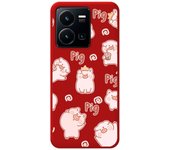 Funda Silicona Líquida Roja para Vivo Y35 / Y22s diseño Cerdos Dibujos