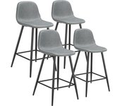 TECTAKE - Taburete alto WILLOW con respaldo, acolchado, Cómodo taburete alto con respaldo y reposapiés , Funda fácil de cuidar y resistente hecha de tejido de malla, Relleno de espuma suave para un gran confort