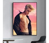Singer J-Justin B-Bieber Poster Fancy Poster Wall Sticker for Living Room Bar Vintage Decorative Painting Middle