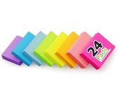 24 blocs de notas adhesivas de 1,5 x 2 pulgadas, colores brillantes, almohadillas autoadhesivas