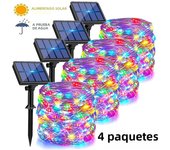 4Pack Solar String Lights Outdoor Waterproof Solar Powered Copper Wire 8 Modes Fairy Lights for Wedding Party Christmas Tree