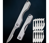 Stainless Steel Folding Knife Keychain Pocket Knife Surgical Mini Knife Replaceable Blades Sharp Multifunctional Knife Tool