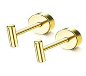 2Pcs 14K Gold Plated Flat Back Stud Earrings for Women, Hypoallergenic Stainless Steel Screw Back Cartigale Conch Helix Earrings