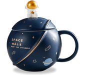 Tazas de Cafe de Ceramica, Bonitas para Desayuno, Taza Capuchino con Tapa y Cuchara, Personalizada Dia del Padre, para Té y Leche, Regalos para Amigas Originales