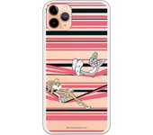 Funda original compatible con iPhone 11 Pro Max con un diseño de Lola y Bugs Bunny Franja Rosa