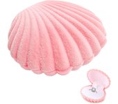 Caja de almacenamiento de joyas portátil con forma de concha, organizador de joyas para niñas, mujeres, anillos, pendientes, tachuelas (6 x 3 cm, rosa)