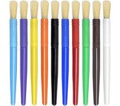Paquete de 10 pinceles para niños, pinceles de pelo de cerdo, juego de pinceles para niños, pinceles redondos de cerdas de cerdo, pinceles para niños