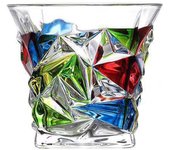 Vasos de beber de colores, Vasos de agua de colores pintados a mano, Tazas de cristal de whisky multicolor agua Glasse