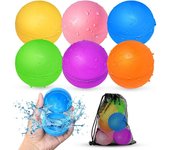 Globos de agua reutilizables, pelotas de agua para playa, juguetes de verano, bombas de agua autosellantes y fáciles de llenar, pelota de agua de silicona suave, el mejor regalo para niños (paquete de 6)