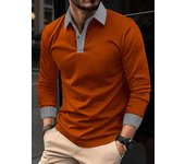 Spring And Autumn New Men's Casual Long sleeved Polo Shirt Fashion Thousand Bird Check Polo Collar Button Breathable Polo Shirt