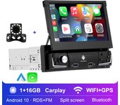 Radio con GPS para coche, reproductor Multimedia con Android, pantalla retráctil de 7 pulgadas, 1 Din, CarPlay, Universal, Audio y vídeo, 1 + 16g carplay inalámbrico